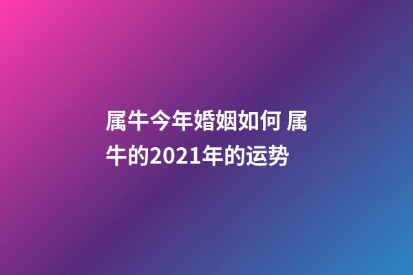 属牛今年婚姻如何 属牛的2021年的运势-第1张-观点-玄机派